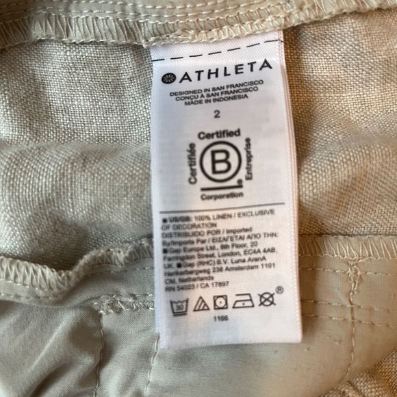 ATHLETA Womens Voyager Linen 7” Shorts Light Beige Size 2 Adjustable Pockets - Picture 7 of 8